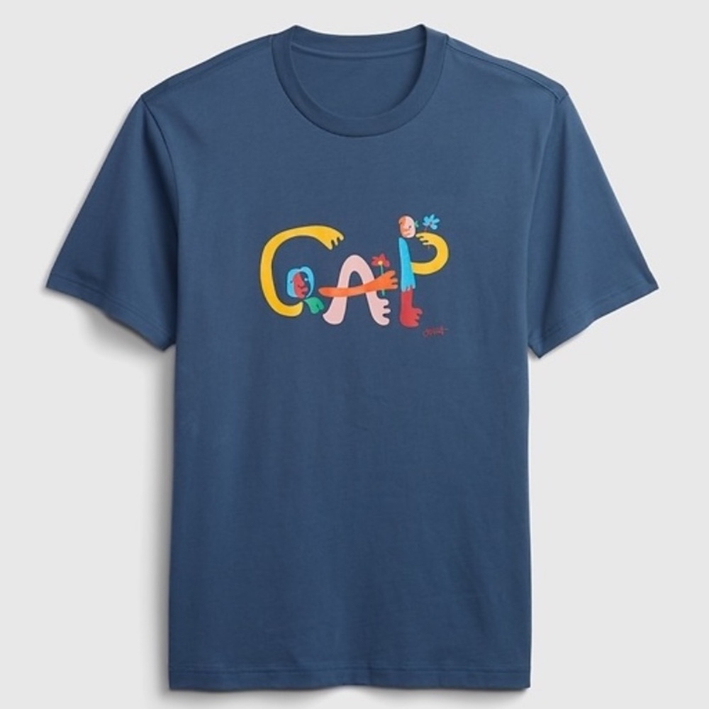 Gap x Demit Omphroy Blue Cotton Graphic T-Shirt Size L NWT